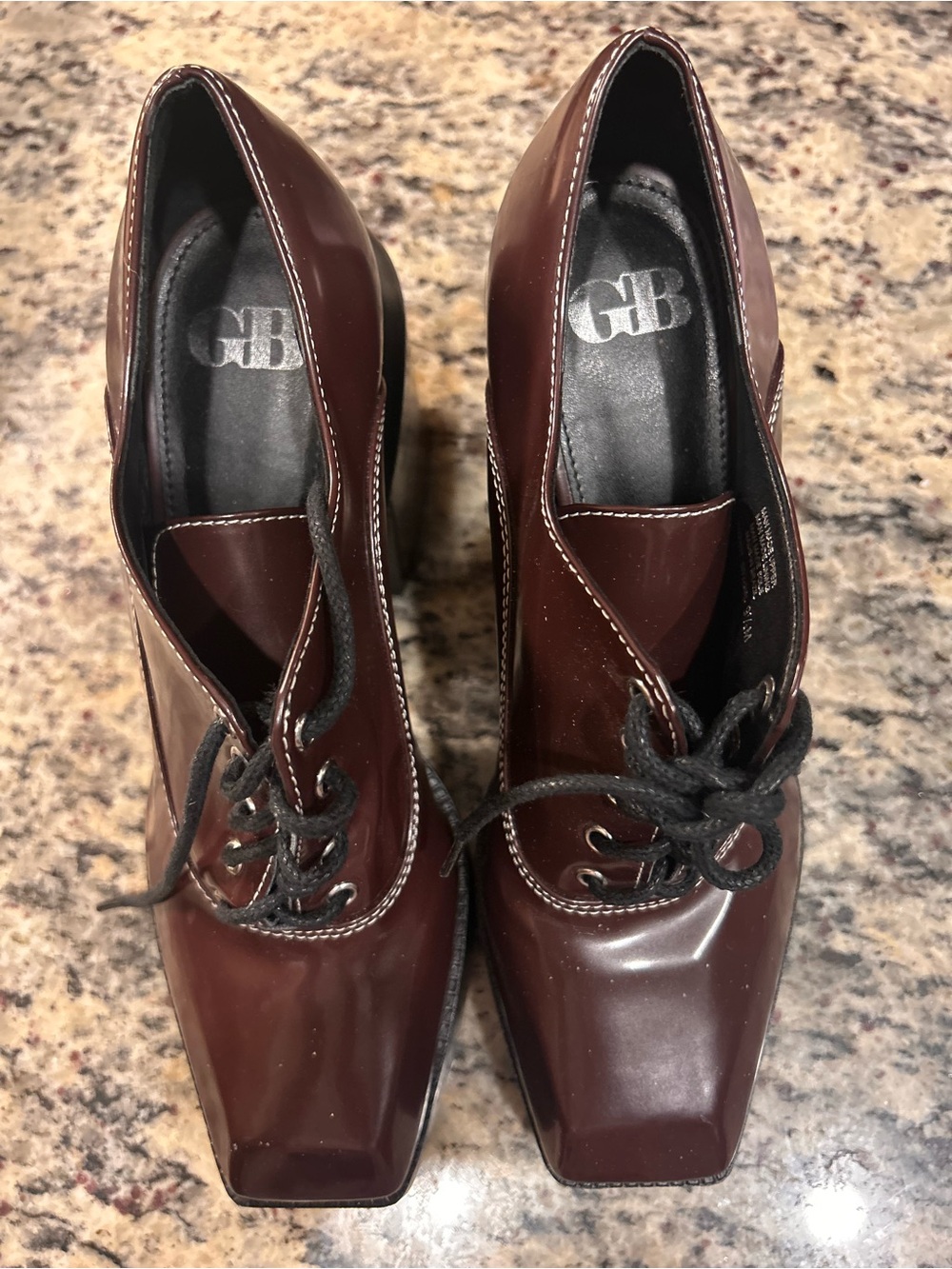 Gianni Bini Women's Burgundy Square-Toe Lace-Up platforms